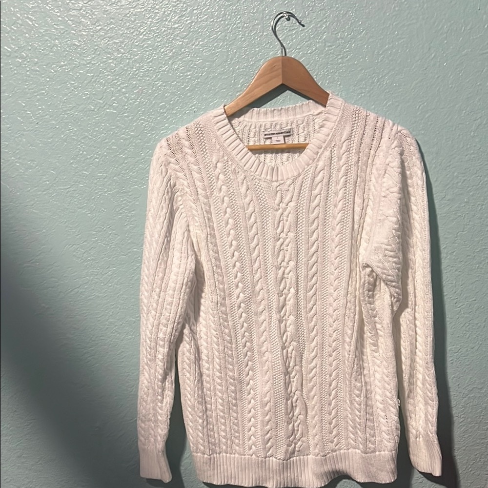 White Cable Knit Sweater
